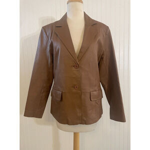 Chadwick's Brown Jacket Women Size 12 P 100% Leather